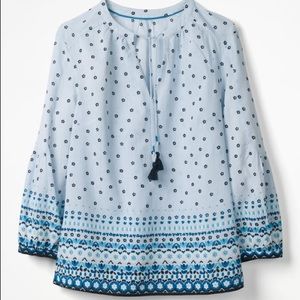 Boden Gauzy Tie Neck Top Floral Peasant Blouse